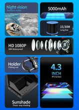 Load image into Gallery viewer, CoreCoolPortable Fish Depth Finder Water Handheld 1080P 4.3 Inch LCD Fish Finder Underwater 120° Fishing Camera With Night Vision